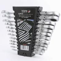 YOFE Y8T12B Набор трещоточных ключей с шарниром, 12 предм. (8 - 19 мм), комбинированные, холдер